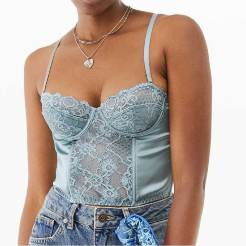 Urban Outfitters Slate Blue Lace Bustier size small